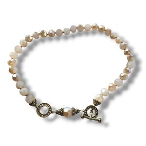 HEIDI DAUS Cream Gold Champagne Crystal Beaded Necklace Retired 20" Long